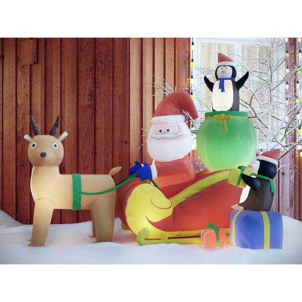 The Holiday Aisle® Christmas Inflatable Santa On Sleigh With Reindeer